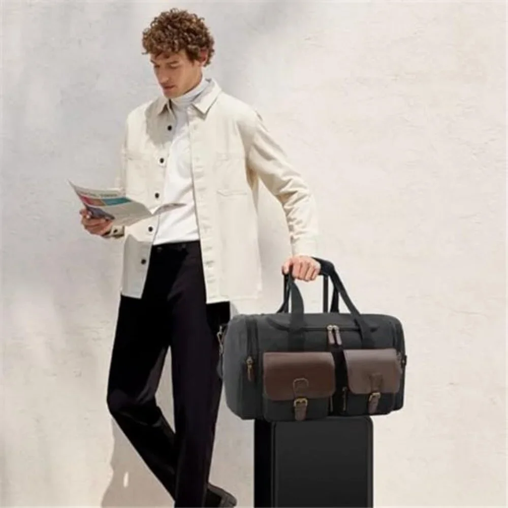 Men's Weekender Duffle Bag Vintage Overnight & Gym Bag Carry-On Approved